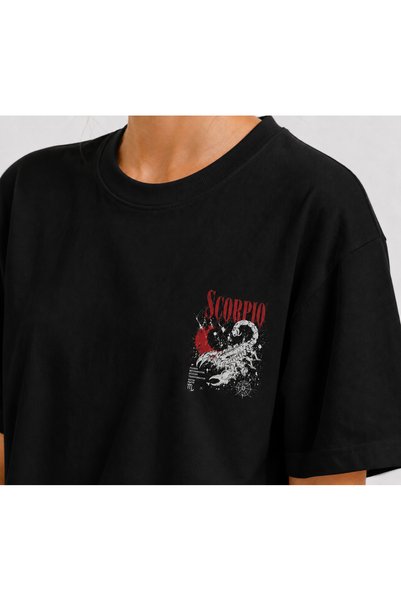 leathermood Tricou de damă cu imprimeu Scorpion (Scorpio) supradimensionat