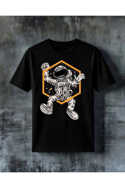 COMVİCHO Astronaut Hexagon Printed Oversize T-Shirt
