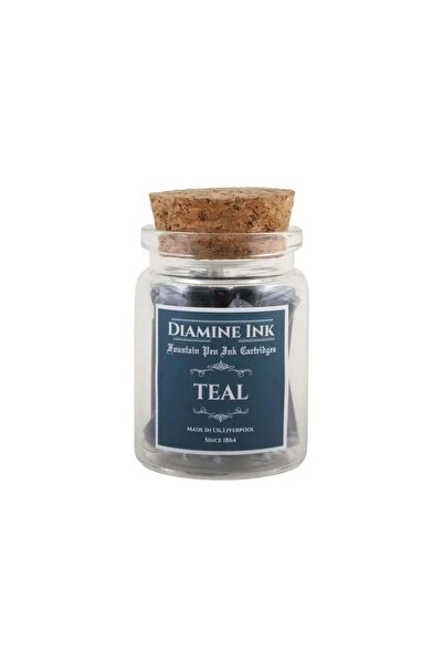 Diamine Mantar Kapak Cam Şişe 12'li Kartuş Seti Teal