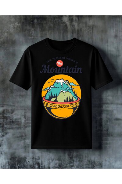 COMVİCHO Mountain Landscape Printed Oversize T-Shirt