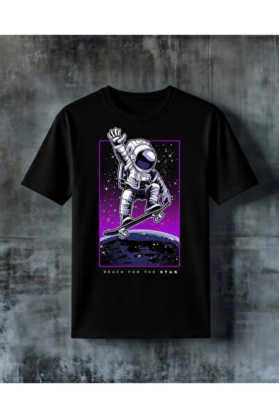 COMVİCHO Astronaut Skateboard 9 Printed Oversize T-Shirt