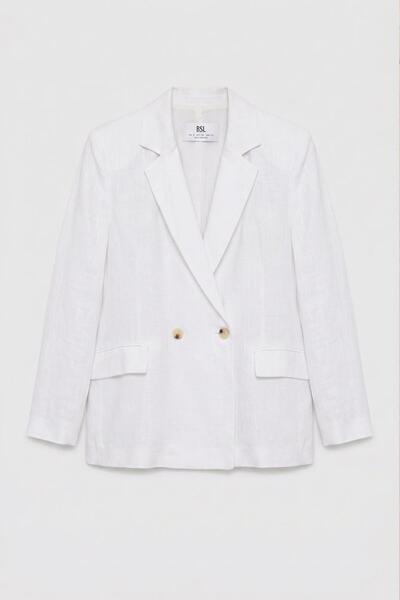 BSL %100 Keten Kruvaze Blazer Ceket