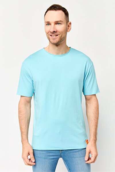 Scotch & Soda Men Crew Neck Short Sleeve Solid T-Shirt, Turquoise