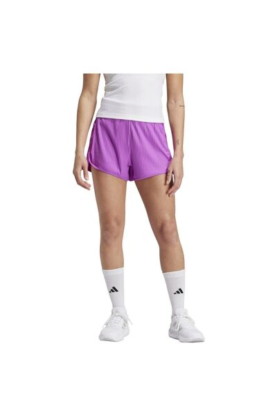 adidas Pantaloni scurți de damă Pacer Rib cu talie înaltă și 3 dungi tonale, ...