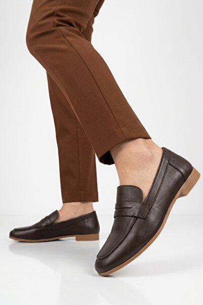 Aspor Brown Genuine Leather Women's Casual Shoes