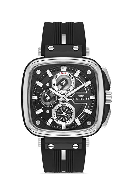 FERRO Red Silicone Cord Men's Wristwatch Fm11352D-J2 Functions Active 3Atm Wa...