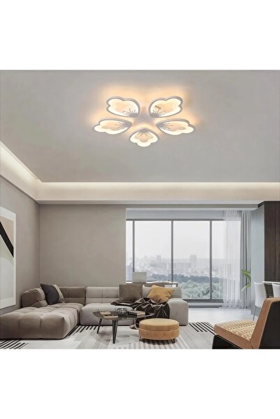 Elektroyou MS17005-5 Beyaz Plafonyer Lüks Modern 5'Lİ Günışığı Ledli Avize