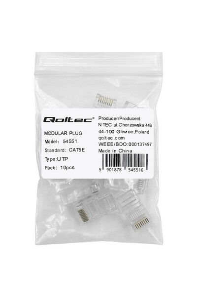 Qoltec Conectori modulari RJ45 |   Cat5e |   UTP |   Contacte ambalate |   10...