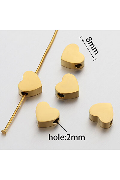 choice2 Gold Color-Love8mm 5pcs No Fade Stainless Steel Beads Love Heart Star...