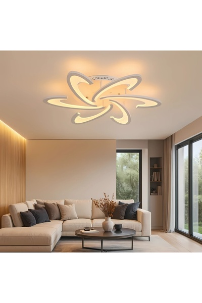 Elektroyou MS58005-6 Modern 3 Renk Ledli Plafonyer Beyaz Lüks 6'Lı Ledli Avize