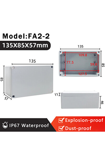 Choice9 FA2-2 135x85x56mm IP67 Waterproof Metal Box Outdoor High Temperature ...