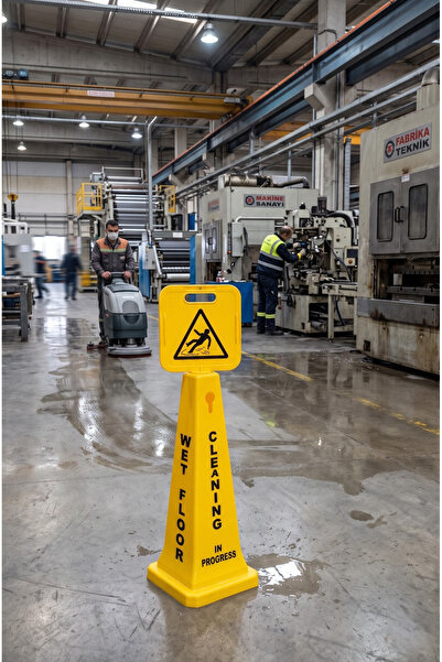Kaizen Market Industrial Slippery Floor Warning Sign - 5S Compliant Safety Sign (115cm)