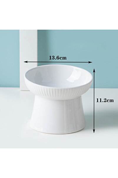 choice2 white 1pc Ceramic Cat Bowl Dog Bowl Cute Slant Mouth Single Bowl Neck...