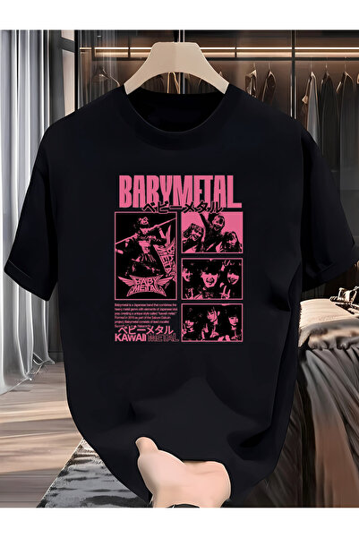 Sovae تي شيرت رجالي كاجوال برقبة دائرية مطبوع عليه شعار BABYMETAL، قميص رجالي...