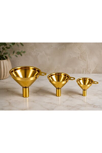morponi 3 Piece Stainless Steel Gold Funnel Set Large Medium Small Size Kitch...