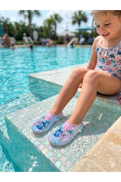 Deniz Terlik Girls' Lightweight Non-Slip Stitch Character Sea & Pool Beach Se...