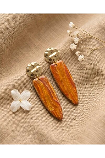 Dodemert Home Orange Collection Polymer Clay & Epoxy Handmade Design Earrings