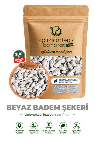 Gaziantep Baharat Badem Şekeri 200 gr Özel Hayalet Özel Üretim Az Şeker Bol B...