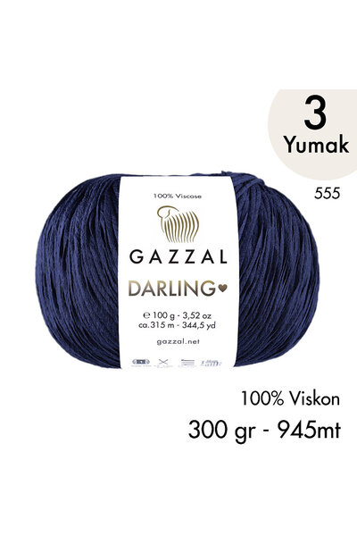 Gazzal Darling 555 100% Viskon El Örgü İpliği, 3 Yumak, Resmi Satış Mağazası
