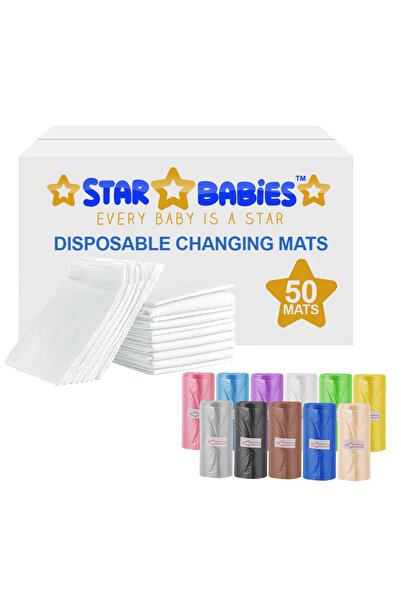 STAR BABiES - حصيرة تغيير الحفاضات للاستخدام مرة واحدة 50 قطعة مع حقيبة معطرة...