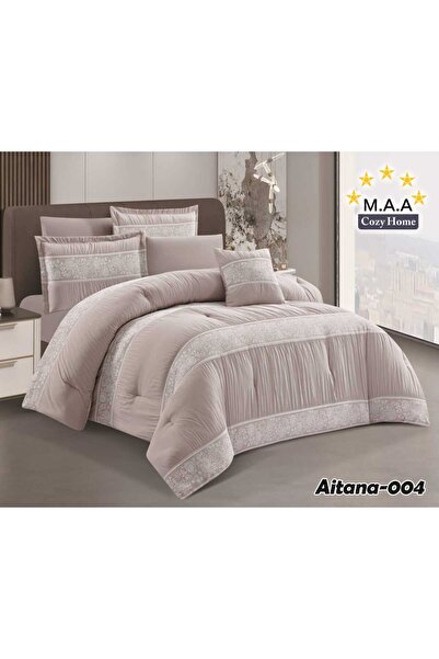 M.A.A Cozyhome مفرش سرير مزدوج جاكار عرائسي 7 قطع - طقم لحاف نفرين جاكار ناعم...