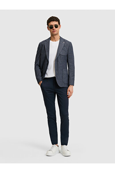 Cacharel Navy Blue Slim Fit Canvas Trousers 50321098-Vr033