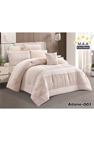 M.A.A Cozyhome مفرش سرير مزدوج جاكار عرائسي 7 قطع - طقم لحاف نفرين جاكار ناعم...