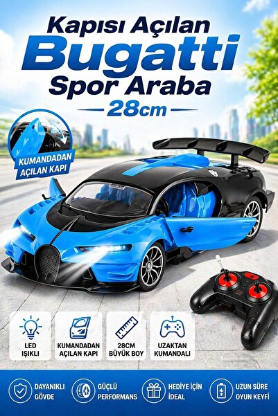 YILDIRIM OYUNCAK Uzaktan Kumandalı Şarjlı Kapısı Açılan Bugatti Spor Araba 28...