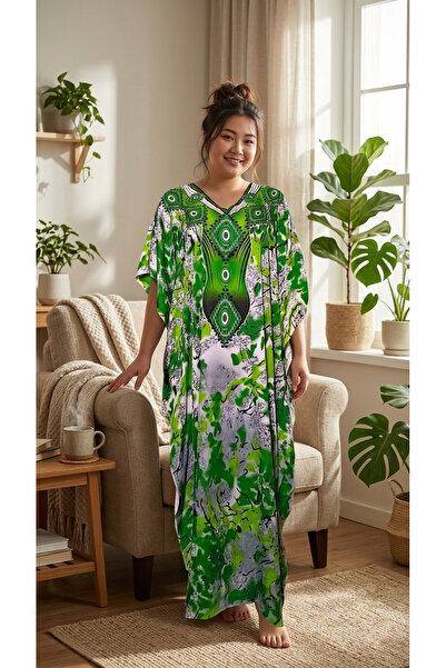 None/Brand Women’s Mediterranean Blue Kaftan – Flowing Maxi Dress & Bohemian ...