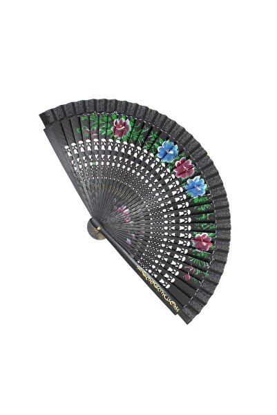 ButicCochet Evantai pliabil, Buticcochet, din lemn, cu imprimeu floral, 23 cm...