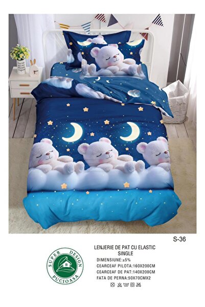Super Design Finet 4-Piece Duvet Cover Set for Single with Stretchy 140x200 c...