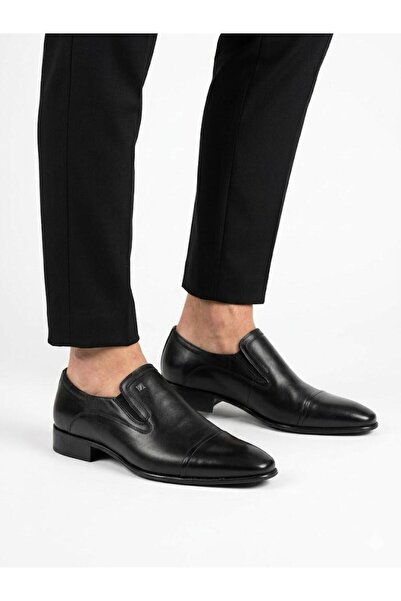 Fosco Men's Black Genuine Leather Classic Shoes