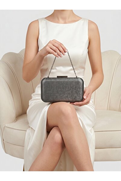 Biçanta Anthracite Gray Platinum Anti-Scratch Matte Leather Women's Evening D...