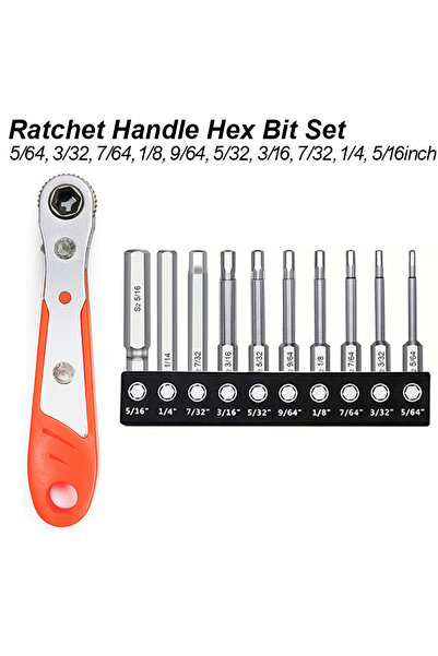 Choice1 Ratchet Bit Set inch Ratchet Handle Allen Hex Bit Screwdriver Wrench ...