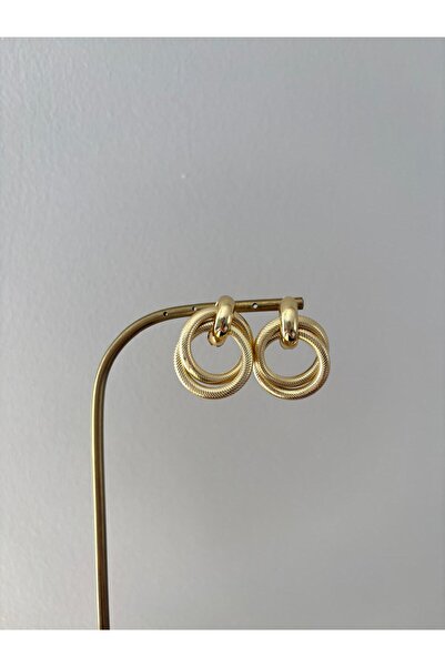 FASHION Special Series Three Ring Shimmering Gold Color Earrings