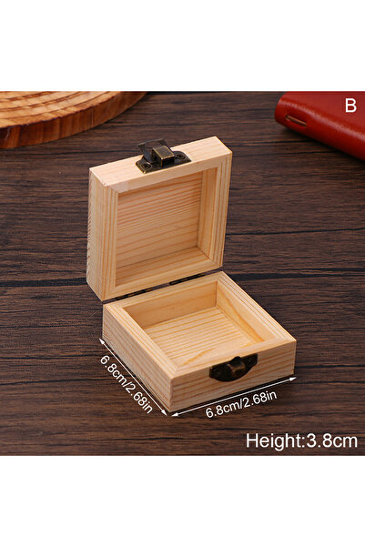 Choice1 B Unfinished Log Color Wooden Watch Box DIY Pine Wood Treasure Chest ...