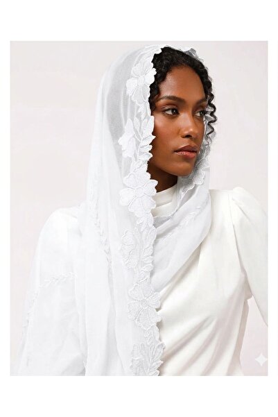 Veil Designer طرحة نسايم ورد بوال ياباني بتطريز ورد علي الثلاثة اطراف 190*60