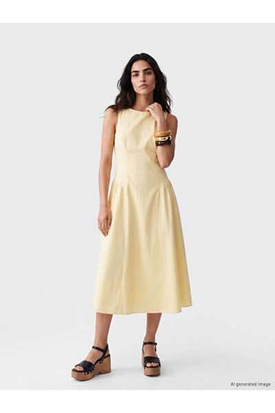 LC Waikiki Rmz Gi̇yi̇m Farkiyla Zero Roba Collar Waist-Sitting Dress