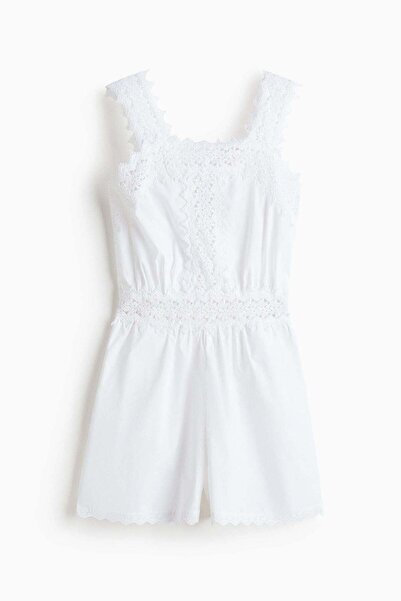 H&M Lace-detail cotton playsuit