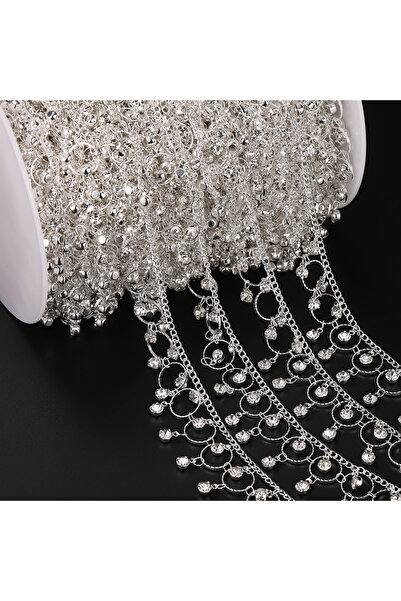Choice3 Silvery 1meter/39.37in Copper Chain With Rhinestone Beads Pendant DIY...
