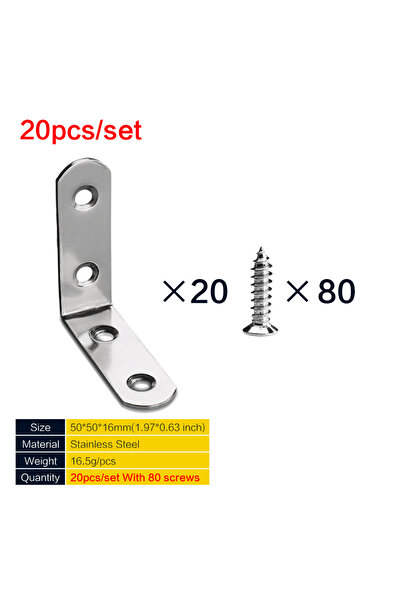 choice2 20 قطعة - 80 برغيًا، 3-20 قطعة من دعامات الزوايا على شكل حرف L من الف...