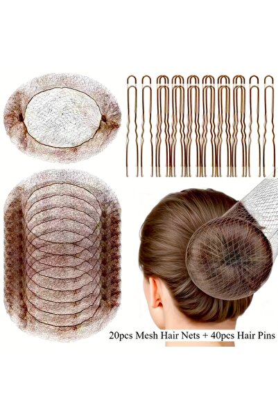 Choice1 Set 2 60pcs/pack Hair Accessories Set: 20PCS Mesh Hair Nets Invisible...