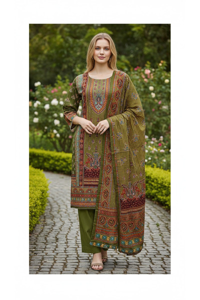Generic Women’s 3 Piece Rayon Printed Kurta Set with Dupatta-FULLY STICHED -3...