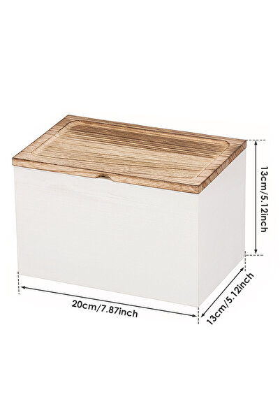 Choice1 White Wood Tampon Holder Sanitary Napkin Storage Bin with Lid and 2 R...