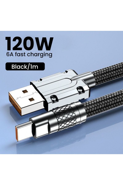 Choice كابل USB A إلى Type C بطول 1 متر وقدرة 120 واط للشحن السريع 6 أمبير، س...