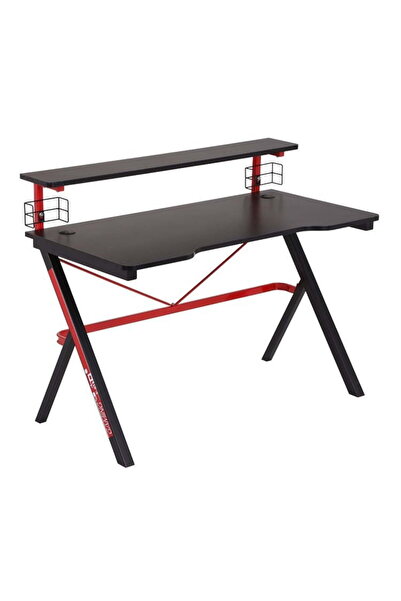 Selgot Gaming desk, red/black, with additional shelf, 120 x 60 x 73 cm