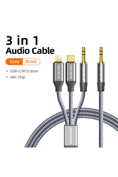 Choice3 كابل USB-A/Type-C/Micro USB/Lightning إلى الصوت/الفيديو بطول 0.6 متر،...