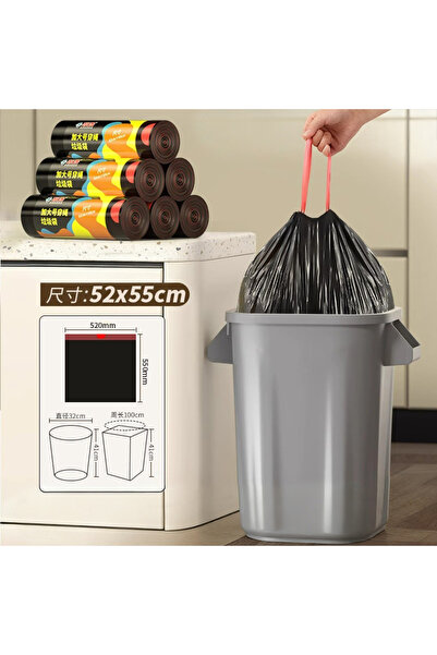 Choice3 0.55 mil 15pcs 52x55cm black 7 Gallon 25L Drawstring Trash Bags 52x55...