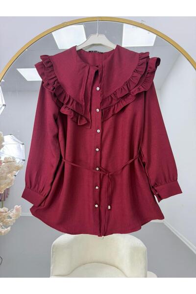 VOLT CLOTHİNG Ruffle Collar Lace-Up Tunic