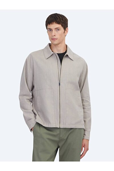 Kip Mink Plain Regular Fit Long Woven Cotton Blend Overshirt